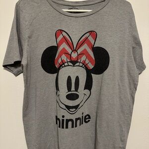 Disney Gray Tee with Red Minnie Mouse Bow